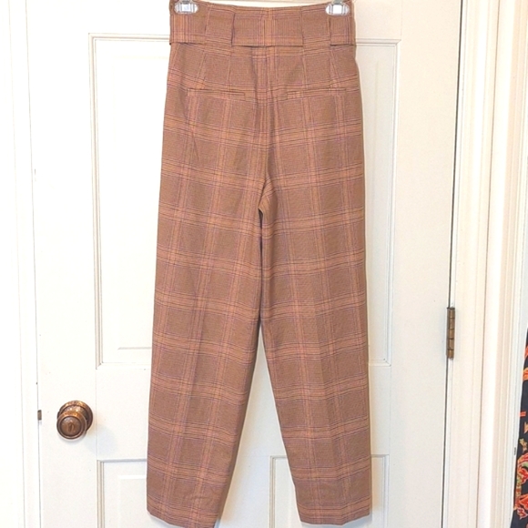 NWT Banana Republic plaid belted paperbag trousers, size 2 - Picture 3 of 10